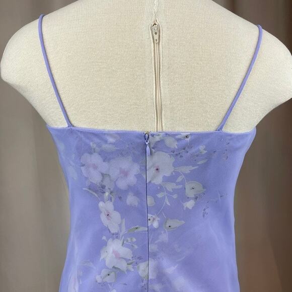 Vintage 90s CHELSEA NITES Purple Floral Chiffon Prom Dress (6) Rhinestone Fairy - Picture 5 of 8